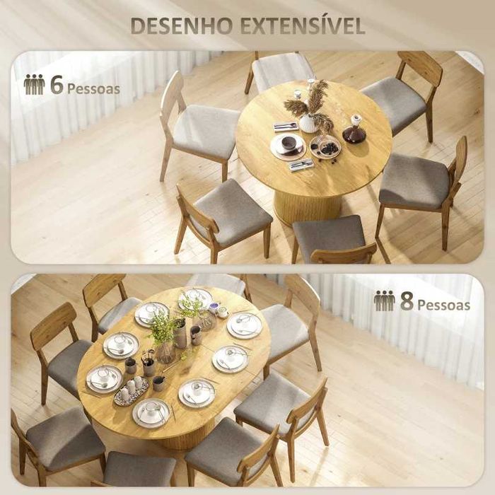 Mesa de jardim antar Extensível Redonda para 6-8 Pessoas