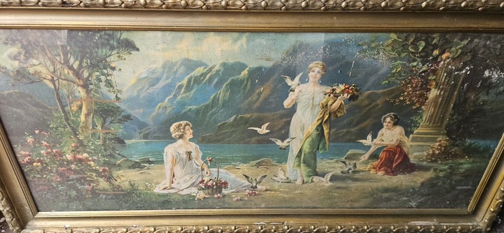 Stary obraz w drewnianej ramie-Hans Zatzka