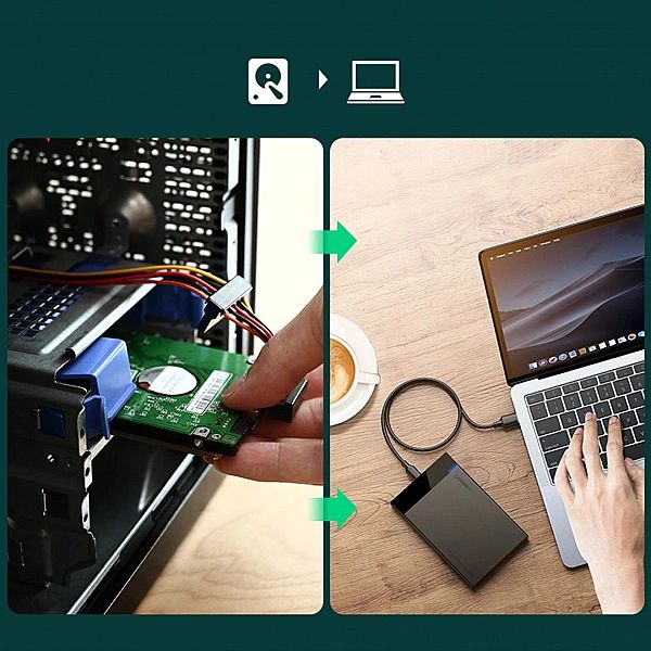 Ugreen adapter obudowa kieszeń na dysk SATA 2.5'' USB 3.0 czarny (US22