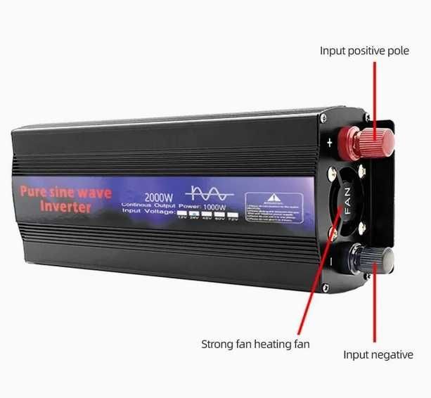 Инвертор 2000W чистый синус ДЛЯ КОТЛОВ, ХОЛОДИЛЬНИКОВ 12V/220v