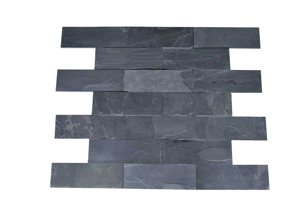 Kamień Elewacyjny, Łupek Black Slate naturalny 10x30x0,8-1,3 cm