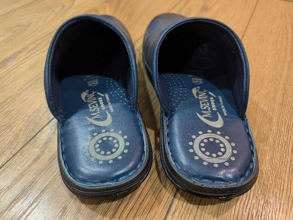 Капці шкіряні 26,5см сині New чоловічі