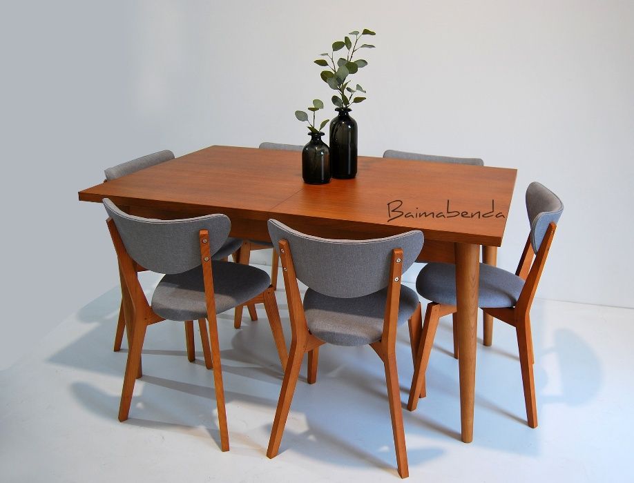 Mesa de jantar extensível retro vintage estilo nórdico