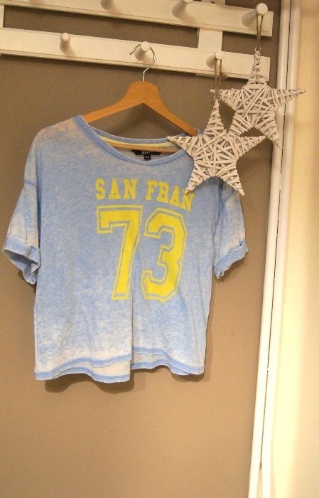 mietowy niebieski turkusowy t-shirt croptop bluzka san francisco 73 36