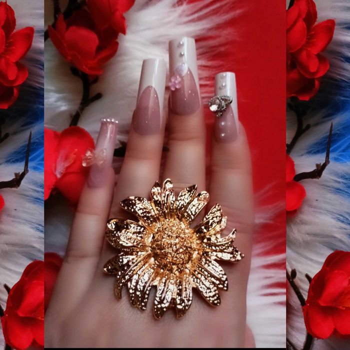 Duży regulowany pierścionek kwiat