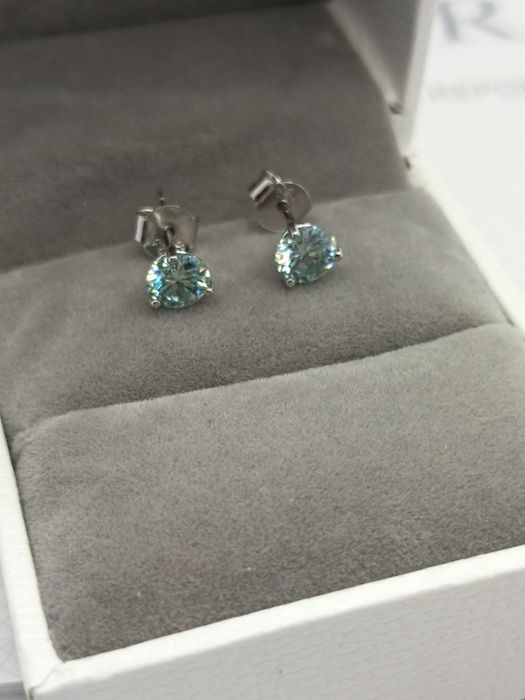 Nowe kolczyki z niebieskim moissanitem GRA 0.5ct - srebro 925