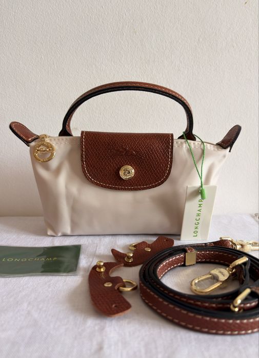 Longchamp Le Pliage XS NOWA ecru beżowa torebka crossbody