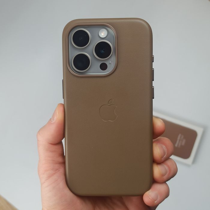 Чехол iPhone 15 Pro Max Leather Case Magsafe (Taupe)