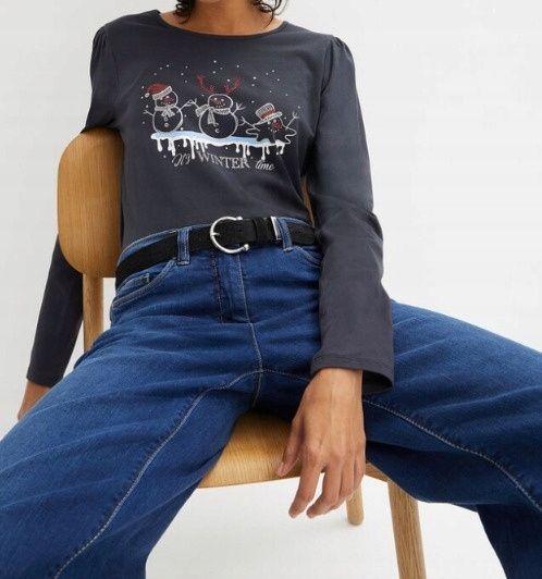 B.P.C bluzka ciemnoszara z dżetami świąteczna 48/50.