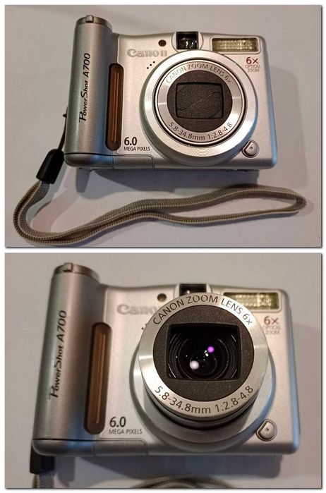 Винтажный цифровой фотоаппарат Canon PowerShot A700 В КОРОБКЕ + карта 4GB + кабели + документы + чехол, б.у.