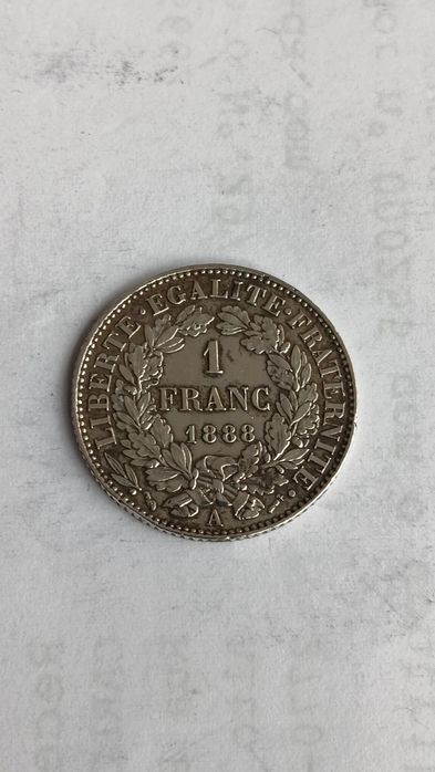 Moeda prata de 1888 de um franco francês