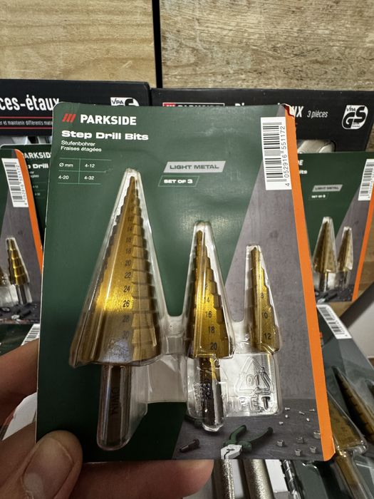 Набор ступенчатых сверл по металлу 3 шт 4-12 4-20 4-32 мм, Parkside