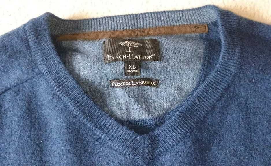 Мужской свитер Fynch-Hatton ,V-образный вырез,шерсть премиум-класса,XL