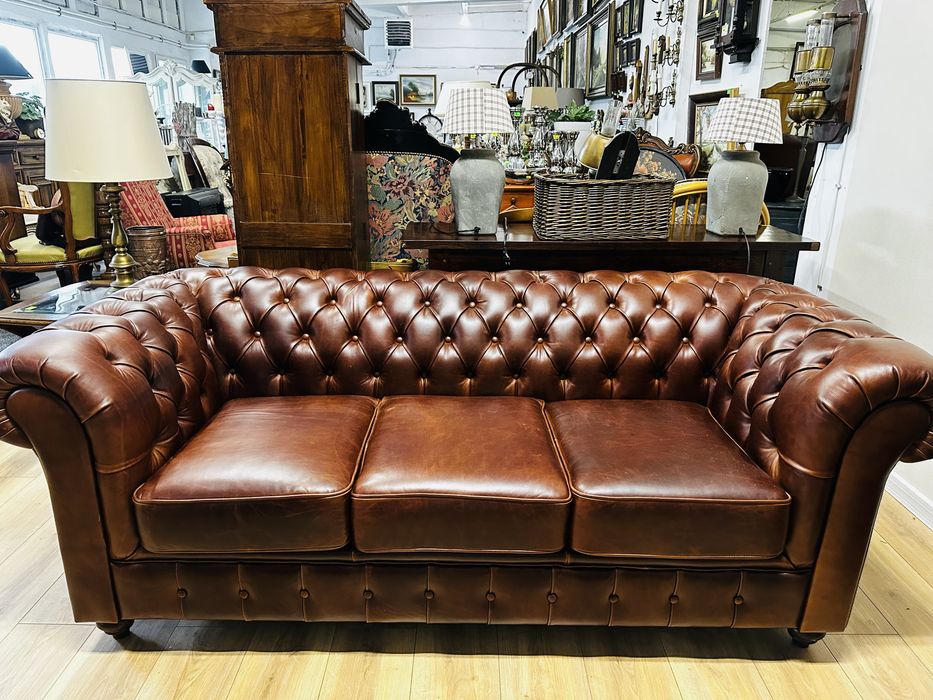 Ekskluzywny komplet chesterfield 3+1+1 PRZYPALANY KONIAK :) JAK NOWY :)