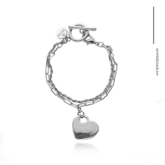 Nowa srebrna bransoletka Glamour Podwójna Serce Stal antyalergiczna