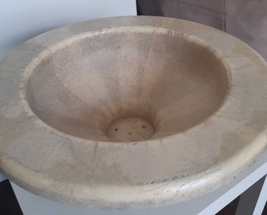 Grande Bacia Lavatório Vaso Floreira Plástico Imitar Mármore