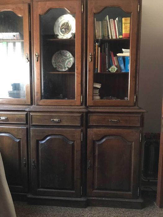 2 peças - Móvel  escritório com secretária madeira maciça. Urgente.