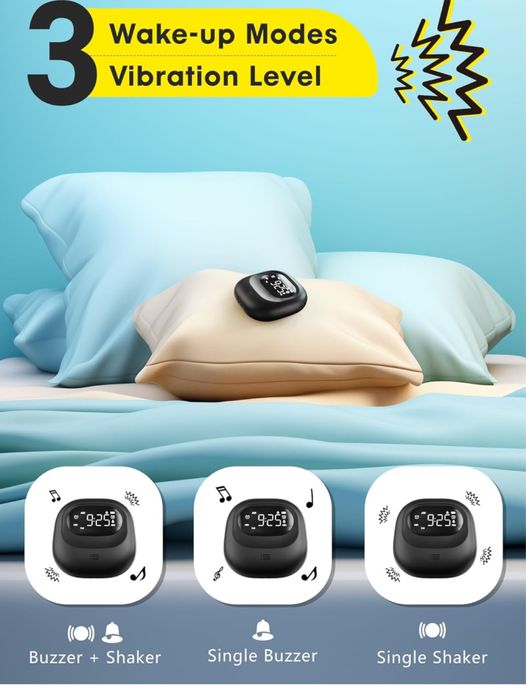 Budzik wibrujacy z podświetlanym wyświetlaczem cyfrowym