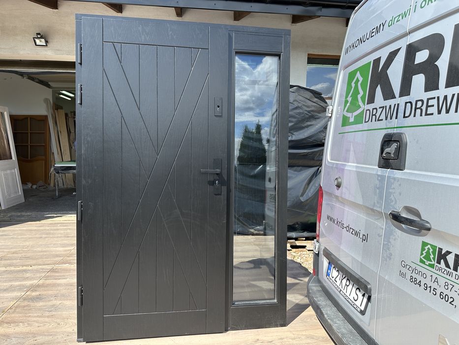 Drzwi zewnętrze drewniane z doświetlam czyste powietrze CAŁA POLSKA