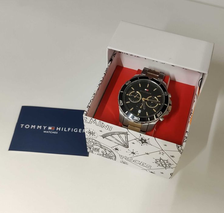 (BP) Tommy Hilfiger Jordan Two Tone Watch – Elegancki Koperta 43 mm