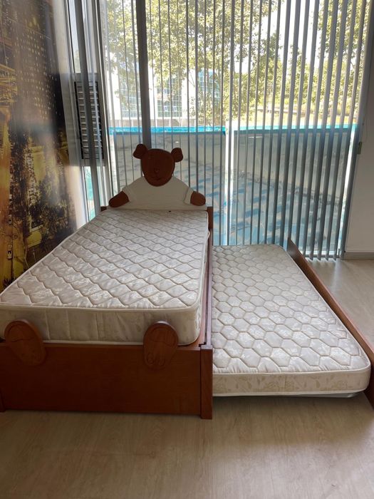 Dupla cama urso com dois colchões
