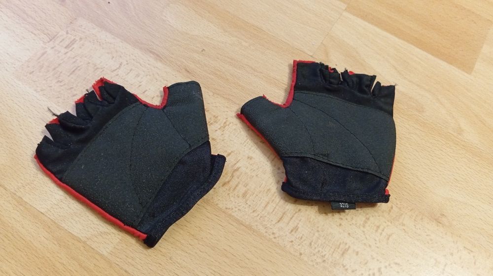 2x rękawiczki rowerowe dziecięce Btwin i Chiba