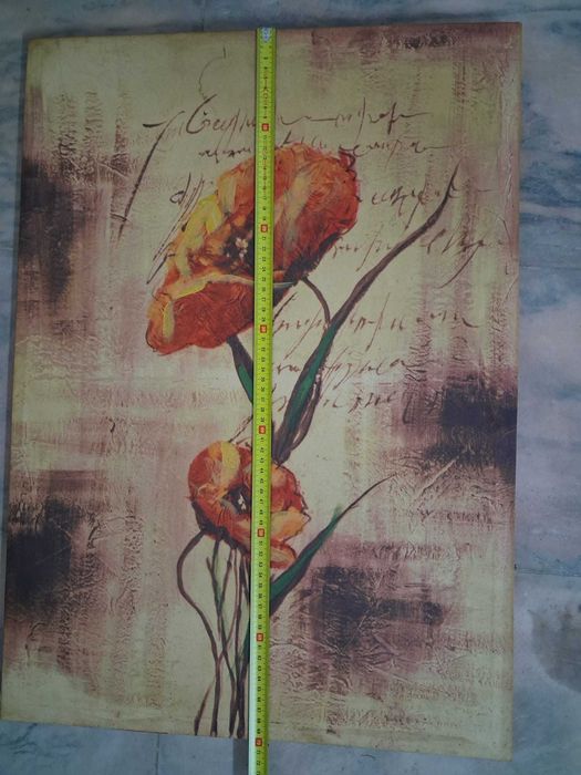 2 Quadros Modernos Flores Papoilas - Tela Decorativa Contemporânea (70x50cm)
