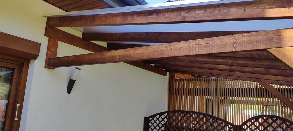 Zadaszenie tarasu model "Karakule" 3,95m x 4,20m, poliwęglan pergola