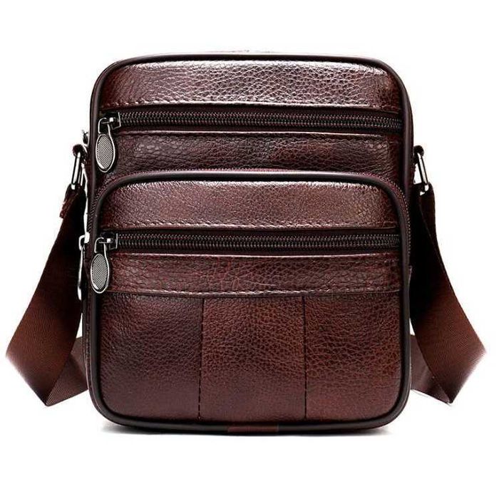 Чоловіча сумка з натуральної італійської шкіри, коричнева, Польща