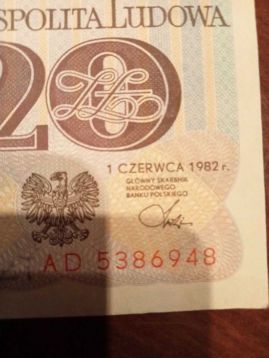 Sprzedam banknoty  z PRL 20 zł z 1982 r