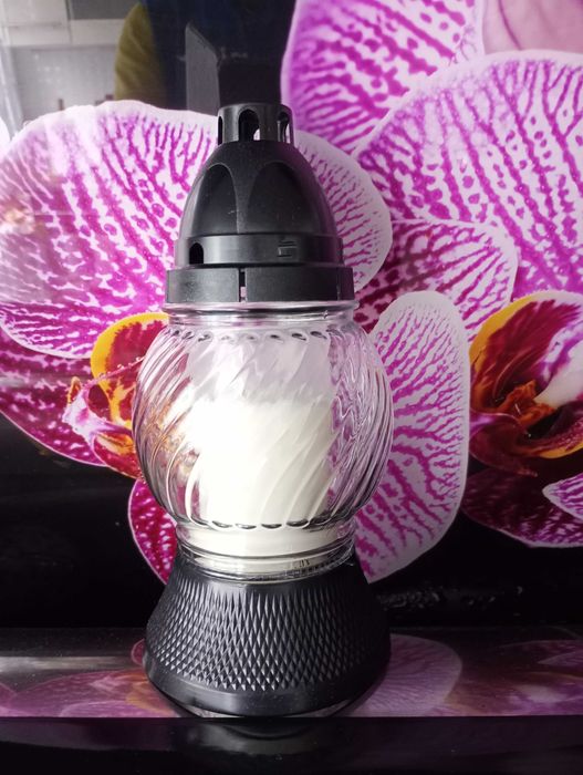 znicz szklany zestaw 8 szt.  21 cm.