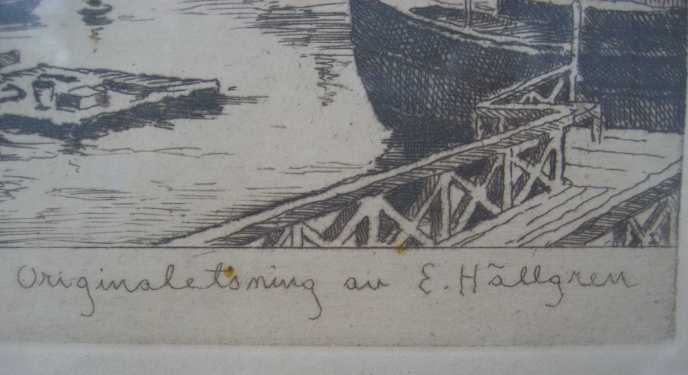 Litografia Ernst Hellgreen Hammarby Kvarn . Oryginal