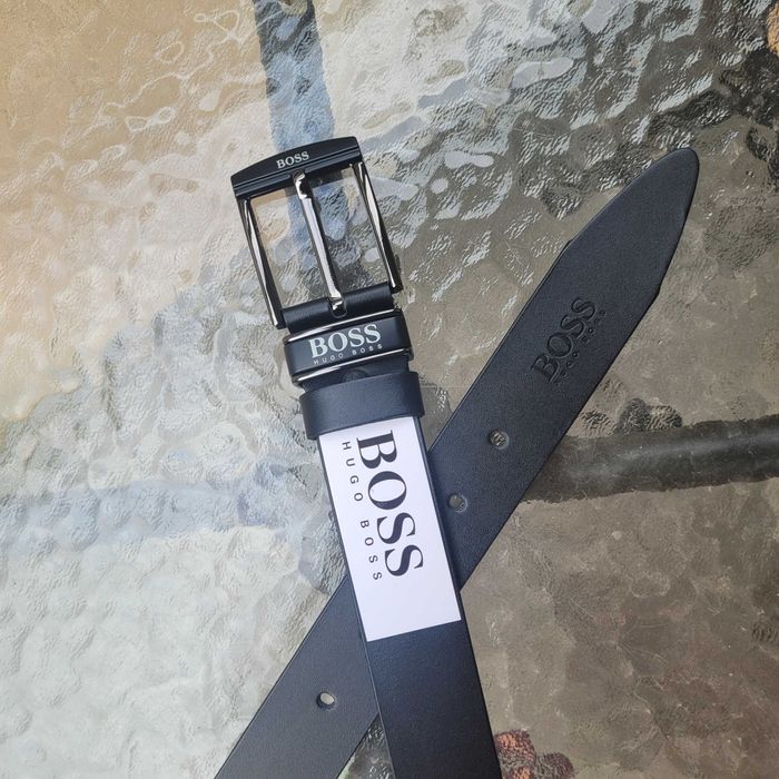 Czarny męski skórzany pasek 125 cm
