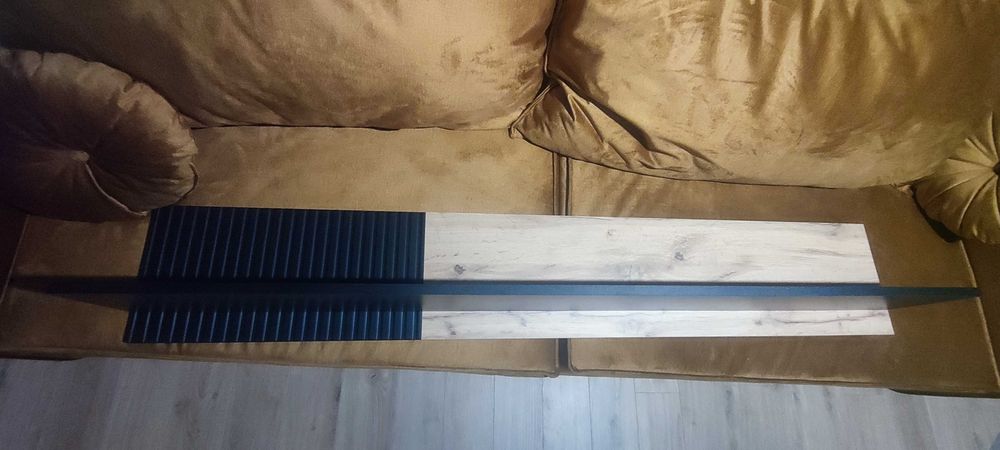 Półka loft loftowa dąb wotan czarny czarne lamele 150cm