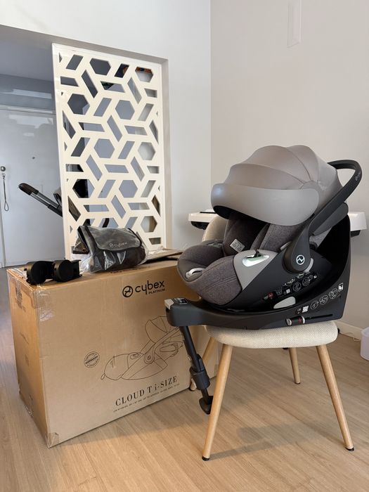 Cybex Cloud T i-Size + Base T + capa de chuva – excelente estado