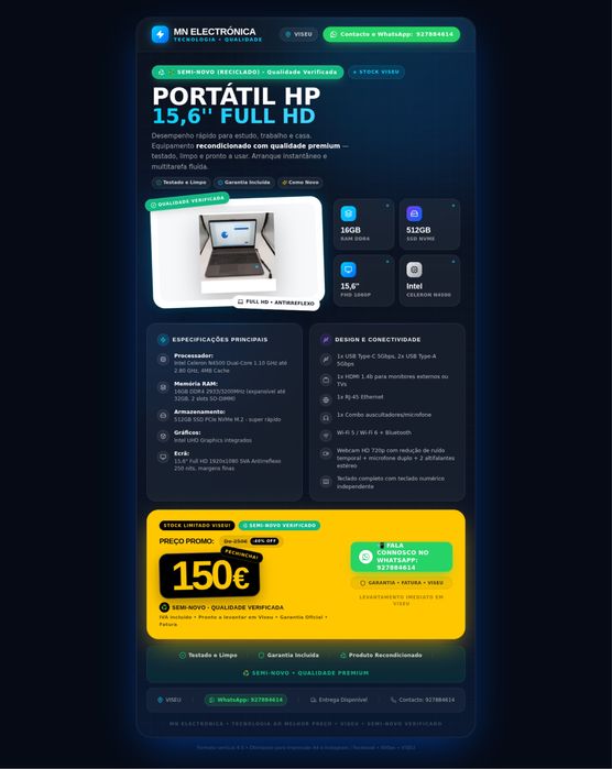 HP 250 G9 (Estado Semi novo)
