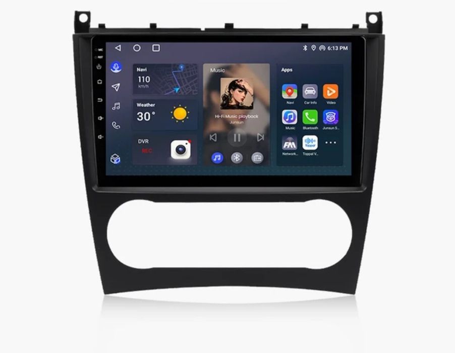 Rádio 9" Mercedes W203 Android Auto CARPLAY WIFI GPS 2/32GB 8CORE Novo