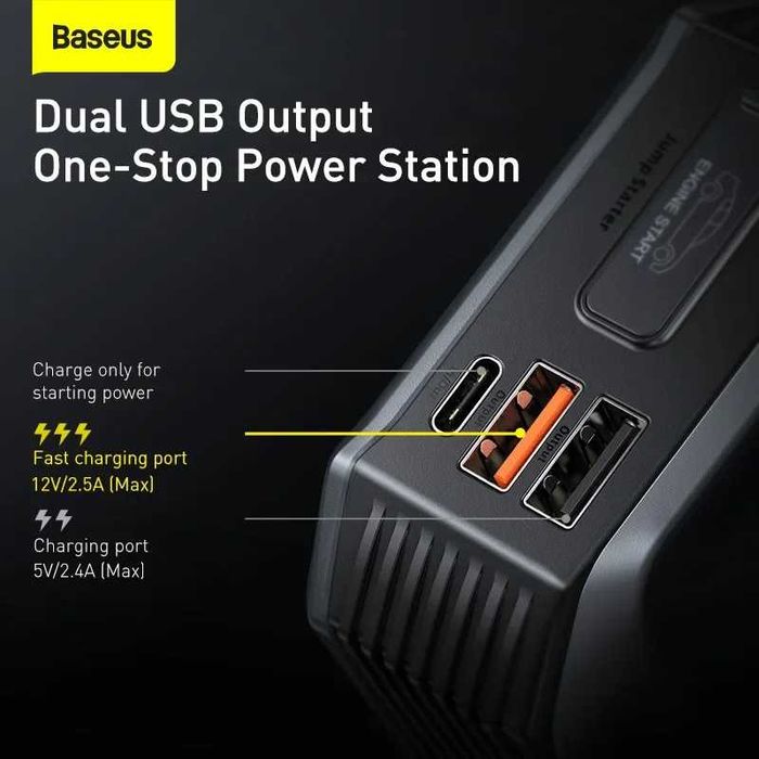 Бустер 20000 mAh BASEUS Super Energy Max Jump Starter 2000A