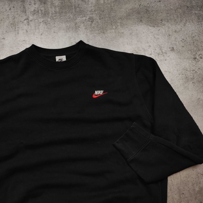 MĘSKA Bluza Bawełna Crewneck Czarna Haft Logo Nike Classic Dresowa