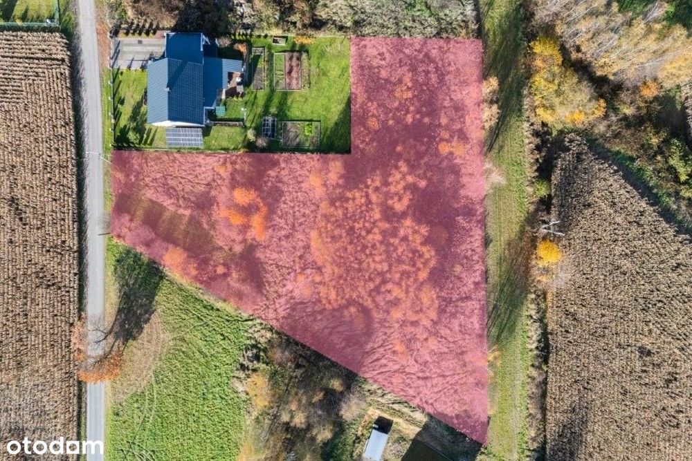 Działka w pięknym otoczeniu z komfortowym dojazdem i mediami w drodze