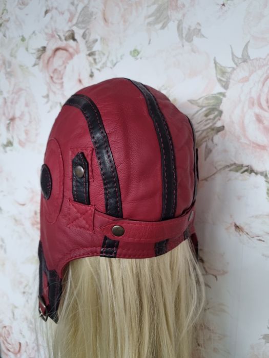 Skórzana czapka pilotka, ob.59-60cm