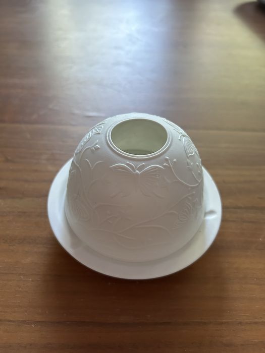 Litofan, świecznik na tealight bialy w motylki