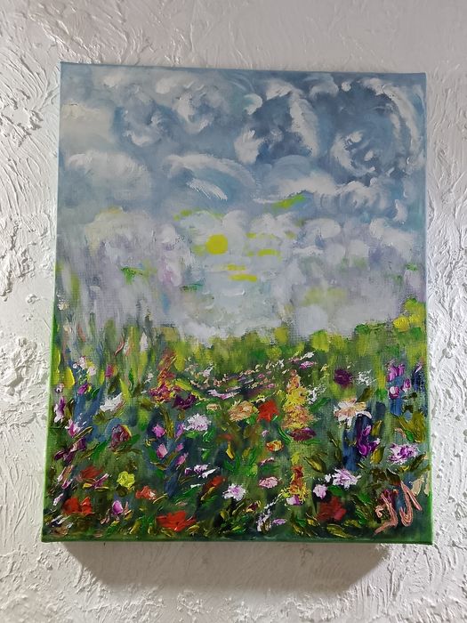 Картина масло .40 на 50 .холст.Дикі квіти.Ціна 1700 гривень
