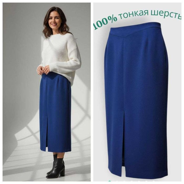 Юбка длинная прямого кроя из 100% тонкой шерсти Jacques Vert