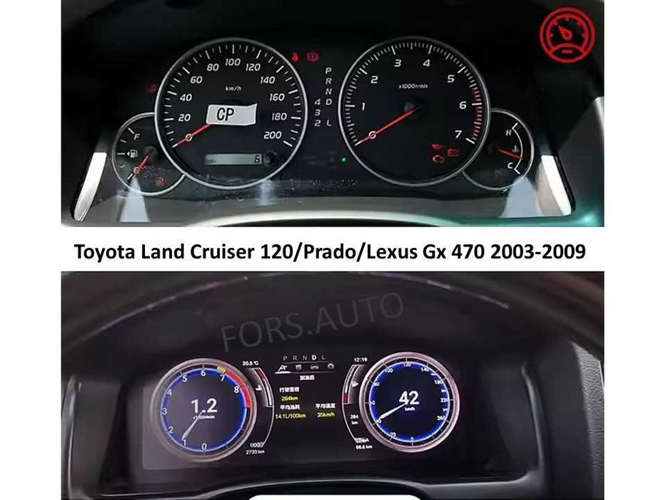 Цифрова панель приладів Toyota Land Cruiser 200, Toyota 4Runner, Toyota Land Cruiser Prado, активний інформаційний дисплей.
