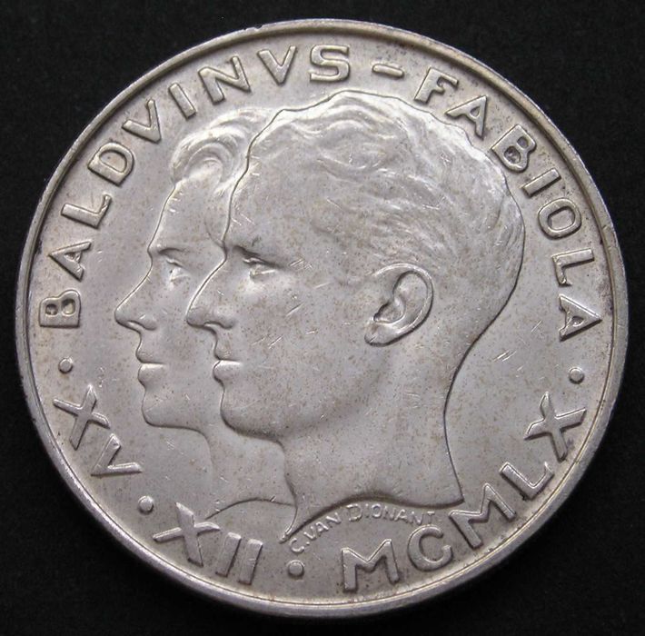 Belgia 50 franków 1960 - para królewska -  srebro