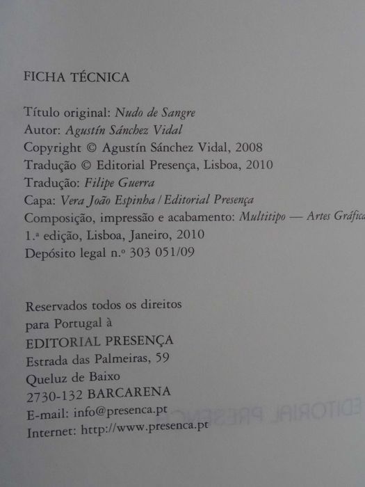 Nó de Sangue de Agustín Sánchez Vidal - 1ª Edição