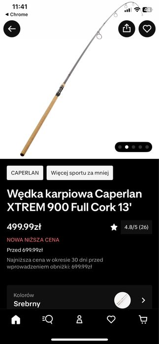 Wędka karpiowa Caperlan XTREM 900 3.75 lb 13ft 390cm