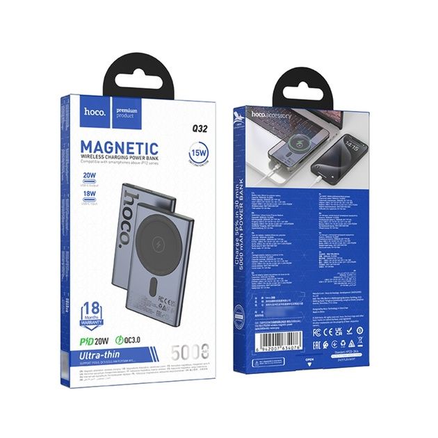 Повербанк Hoco Q32 5000mAh PD 20W metal gray