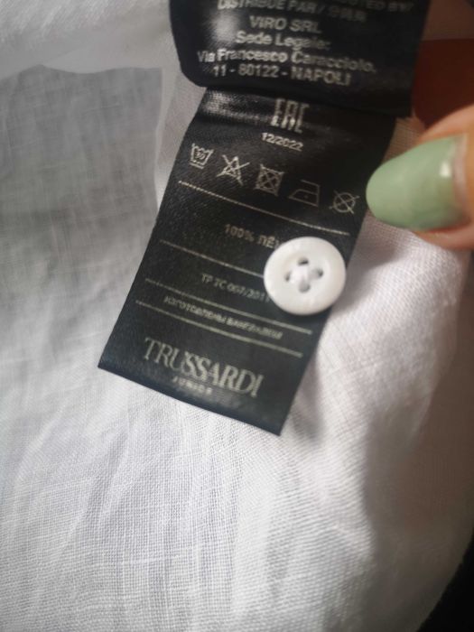 Trussardi biała koszula 100% len r. 158 cm 13-14 lat